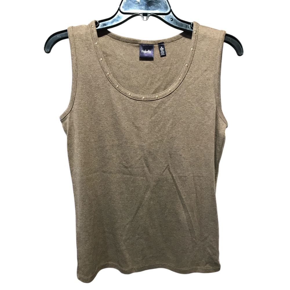 Rafaella Chocolate Brown Scope Neck Sleeveless Shirt New with Tags